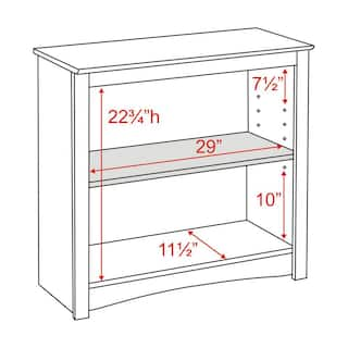 Prepac Home Office 31.5 in. W x 29 in. H x 13 in. D White 2-Shelf Standard Bookcase WDL-3229