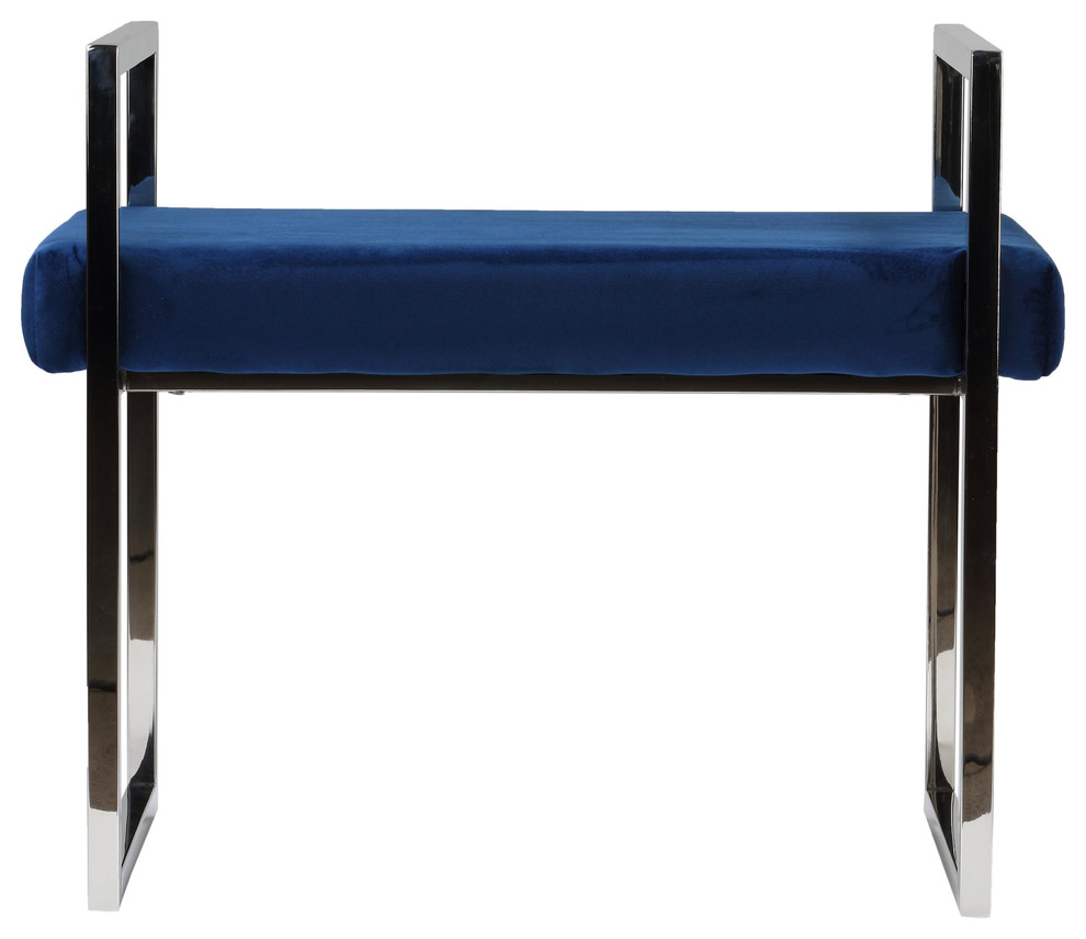 Cortesi Home Anna Contemporary Velvet Bench  Blue   Contemporary   Upholstered Benches   by CozyStreet  Houzz