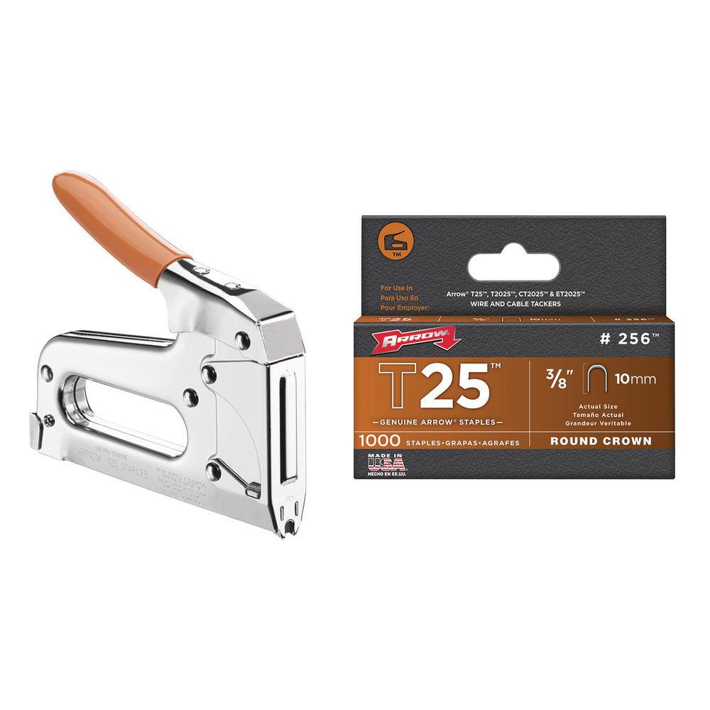 Arrow Low-Voltage Wire Staple Gun with Round Crown Staples (1000-Pack) 843631120958