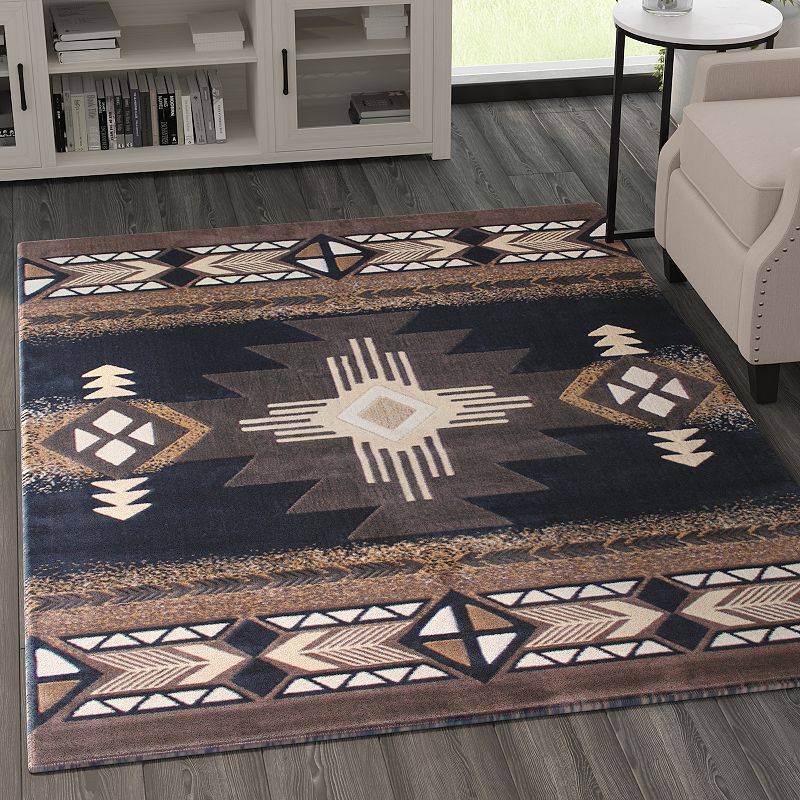 Masada Rugs Masada Rugs 5'x7' Southwest Native American Area Rug - Design C318 Black