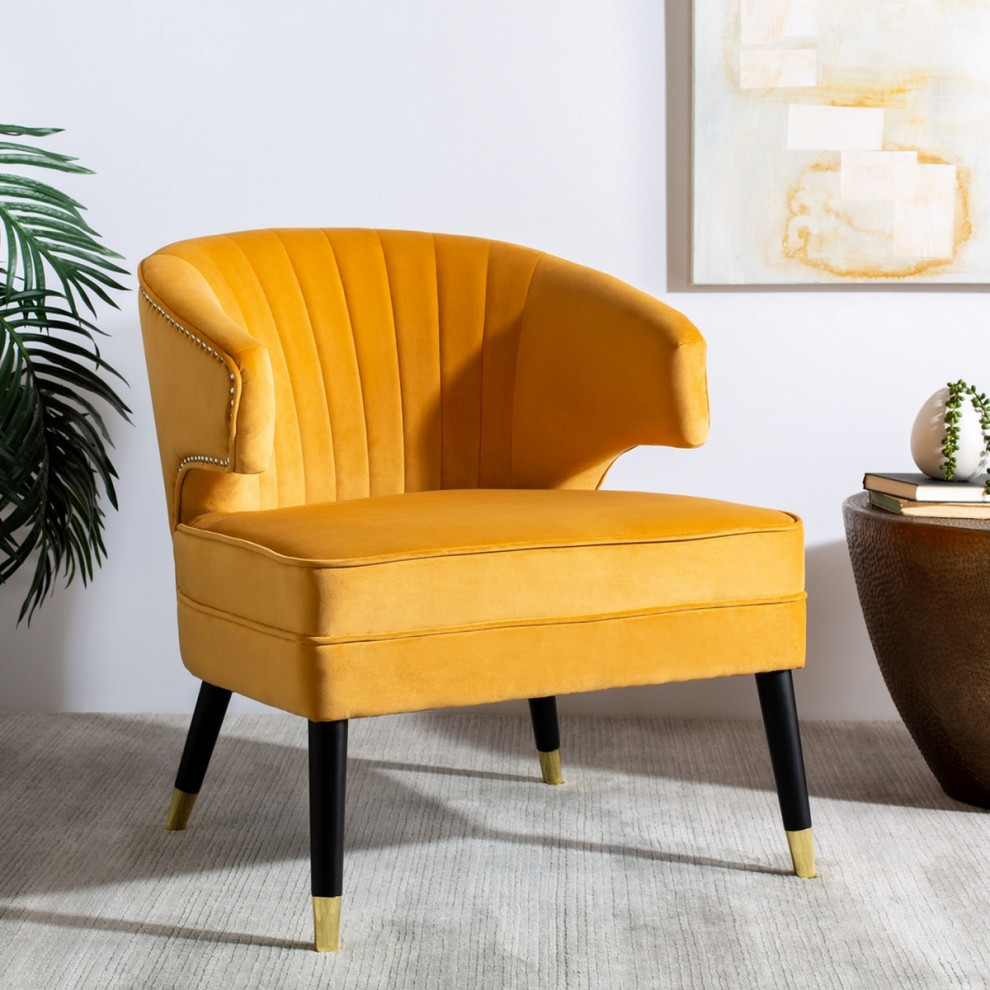 Zena Wingback Arm Chair Marigold/Black   Midcentury   Armchairs And Accent Chairs   by V.S.D Furniture  Houzz