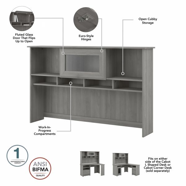 Bush Furniture Cabot 60W Hutch in Modern Gray