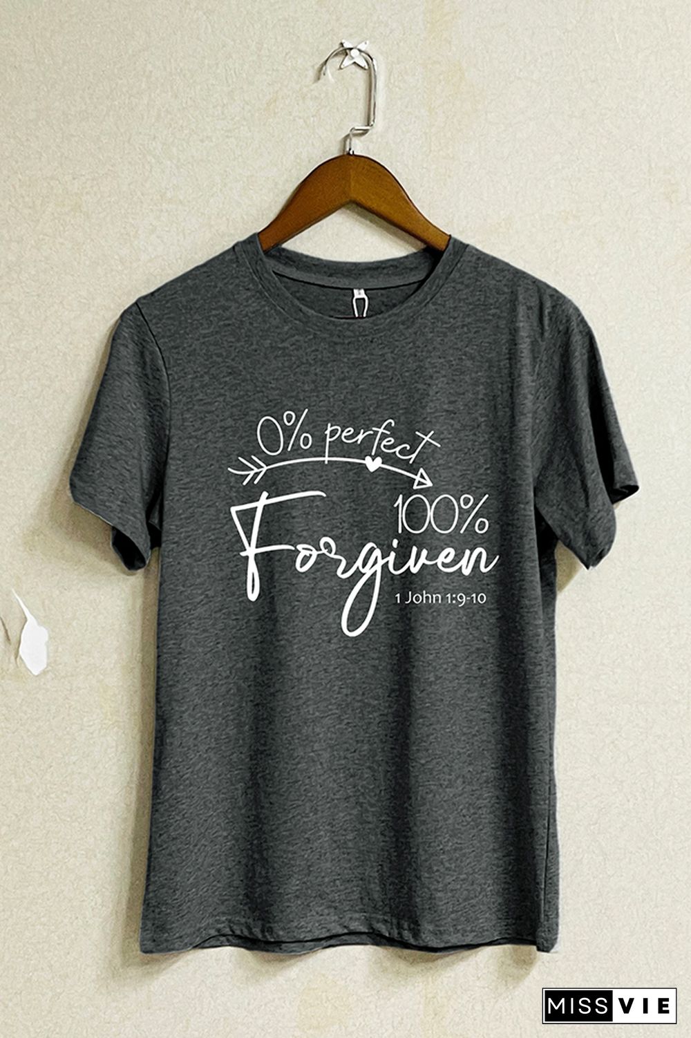 Bible Verse 0% Prefect 100% Short Sleeve Graphic Tee Wholesale