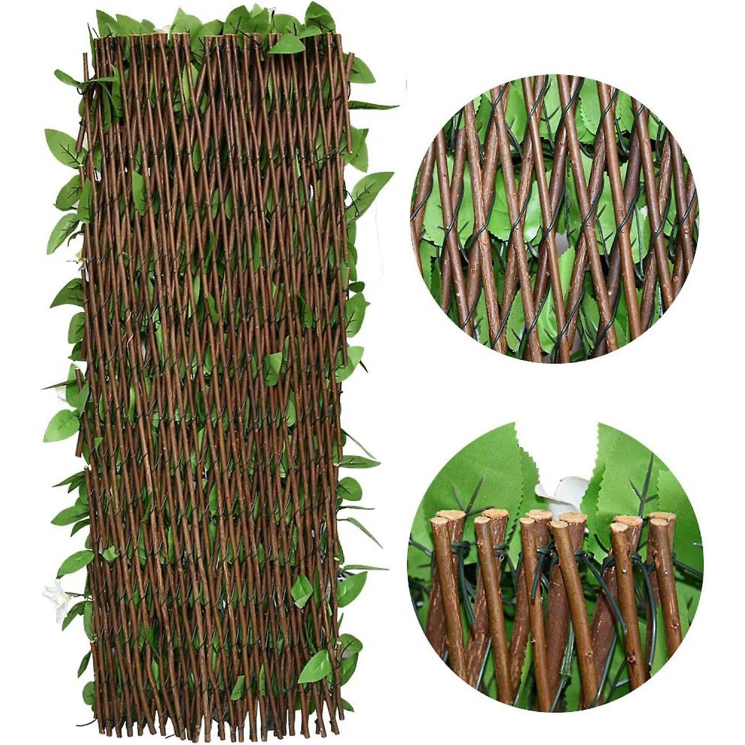 Expandable Fence Privacy Screen For Balcony Patio Outdoor，decorative Faux Ivy Fencing Panel，artificial Hedges (single Sided Leaves) (1， Green-flowers)