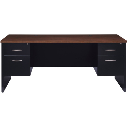 Lorell Walnut Laminate Commercial Steel Desk Series Pedestal Desk - 2-Drawer (79139)