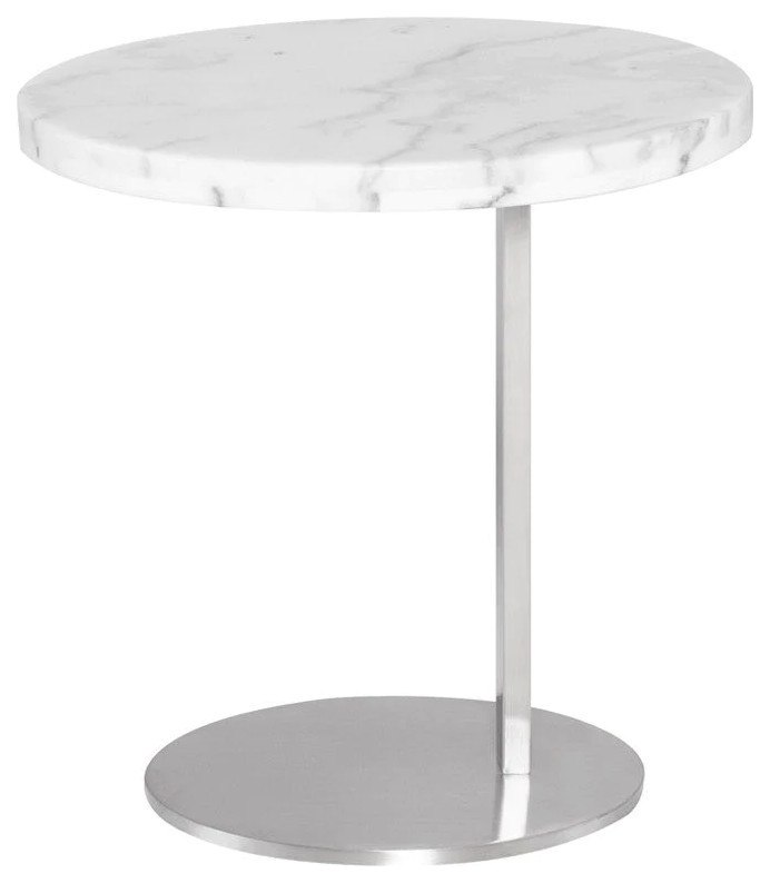 Elsie White Marble Side Table   Contemporary   Side Tables And End Tables   by Peachtree Fine Furniture  Houzz