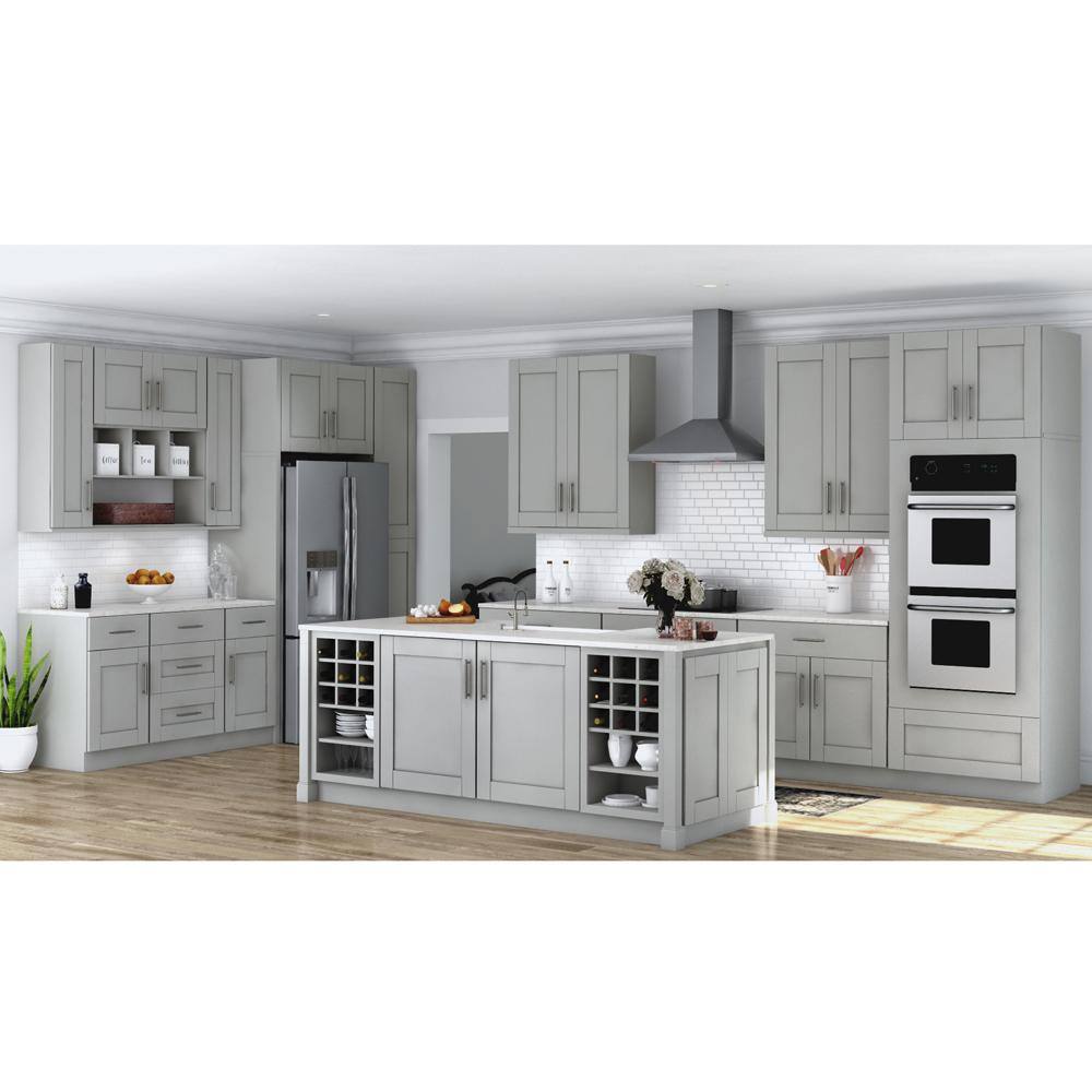 Hampton Bay Shaker Assembled 36x34.5x24 in. Accessible ADA Sink Base Kitchen Cabinet in Dove Gray KSBA36-SDV