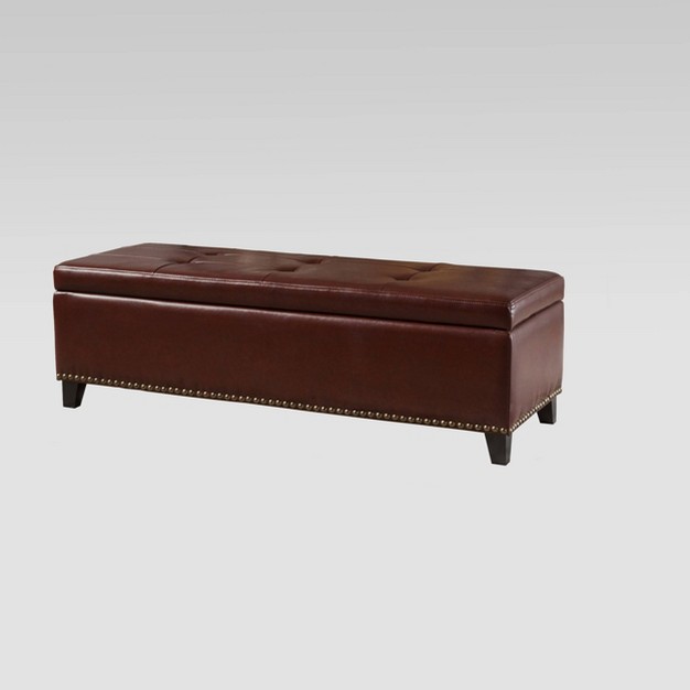 Gavin Bonded Leather Storage Ottoman Brown Christopher Knight Home