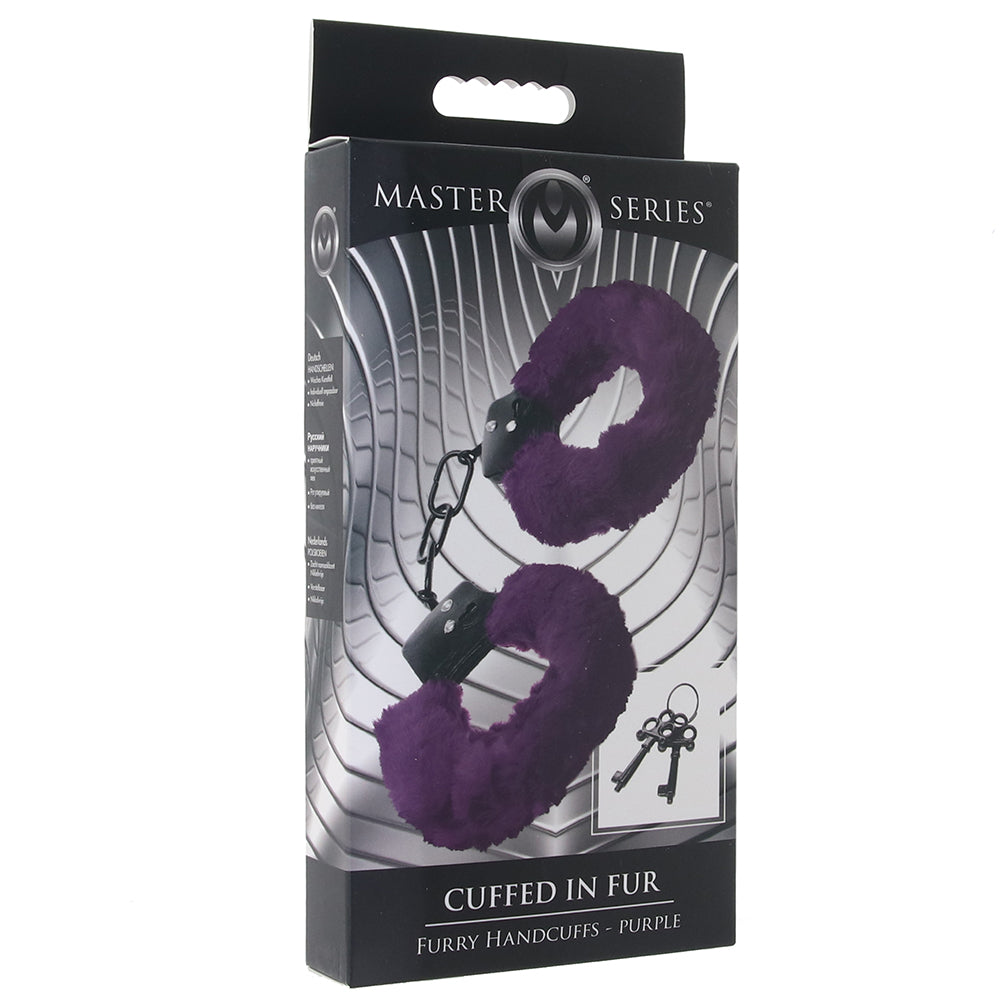 Master Series Cuffed In Fur Furry Handcuffs in Purple