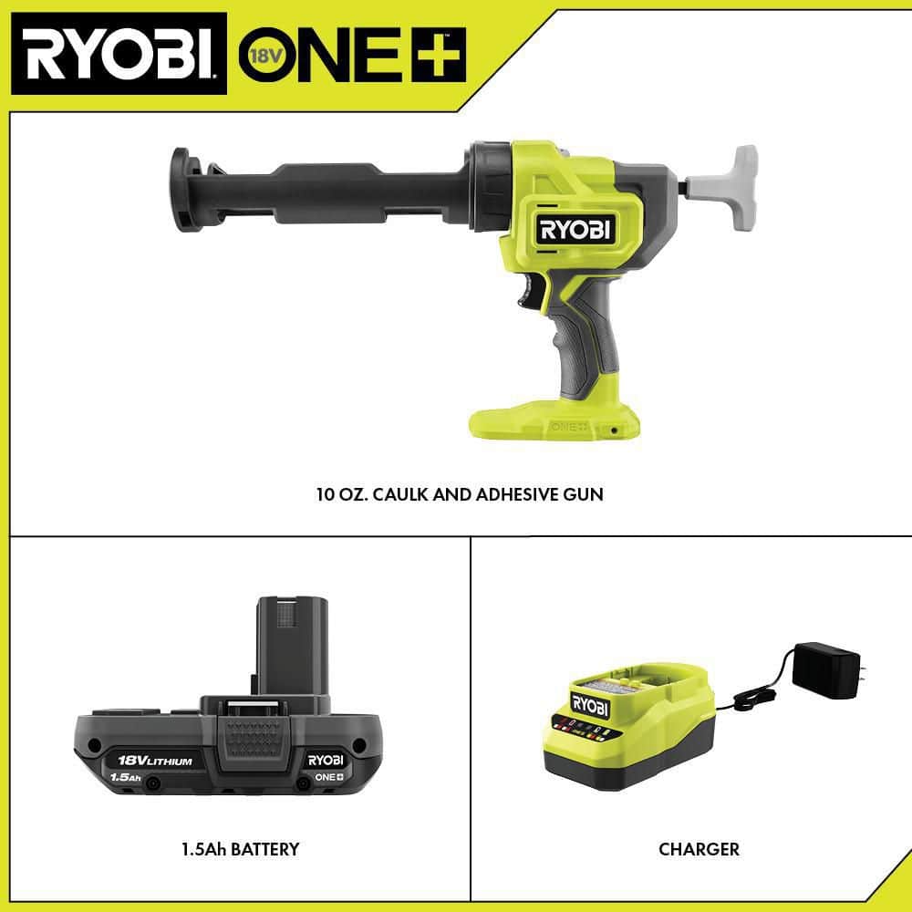 RYOBI ONE+ 18V Cordless 10 oz. Caulk & Adhesive Gun Kit with 1.5 Ah Battery and Charger PCL901K1