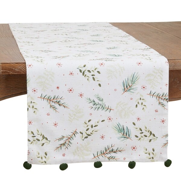 Table Runner With Christmas Foliage Design