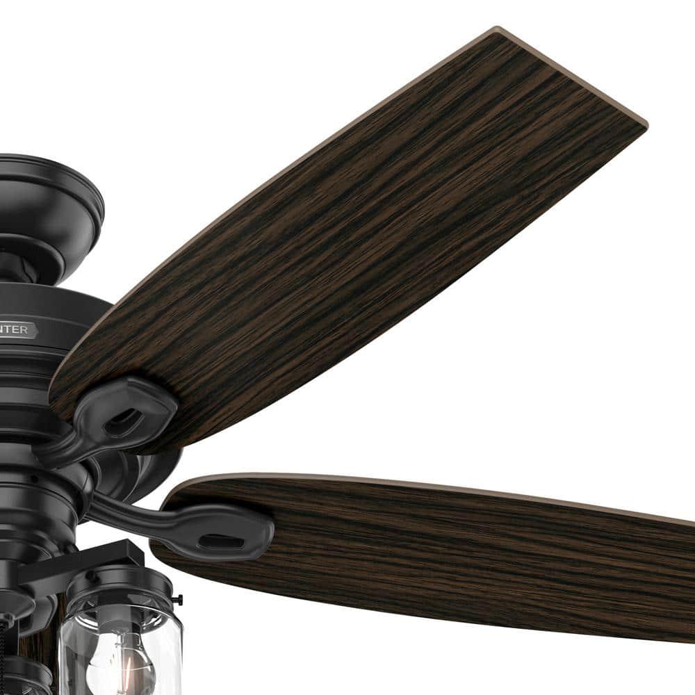 Hunter Crown Canyon II 52 in IndoorOutdoor Matte Black Ceiling Fan with Light Kit