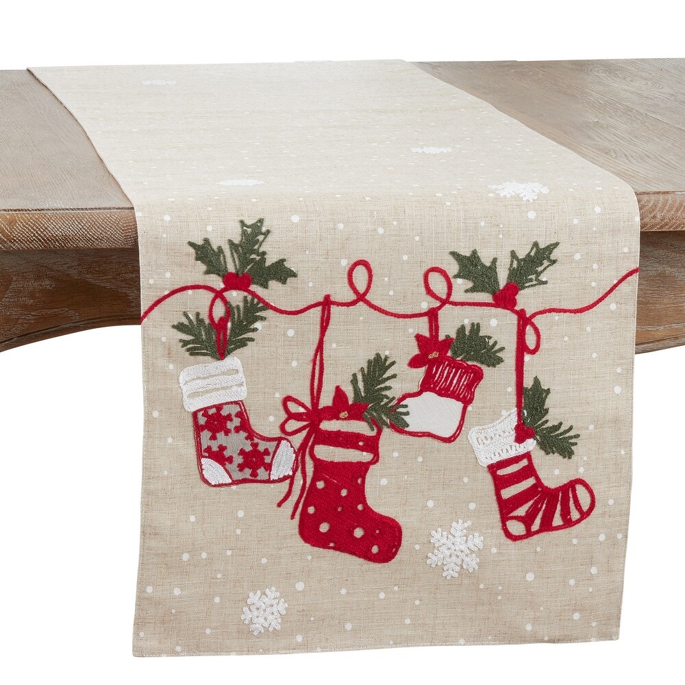 Christmas Table Runner With Stockings Design   16\