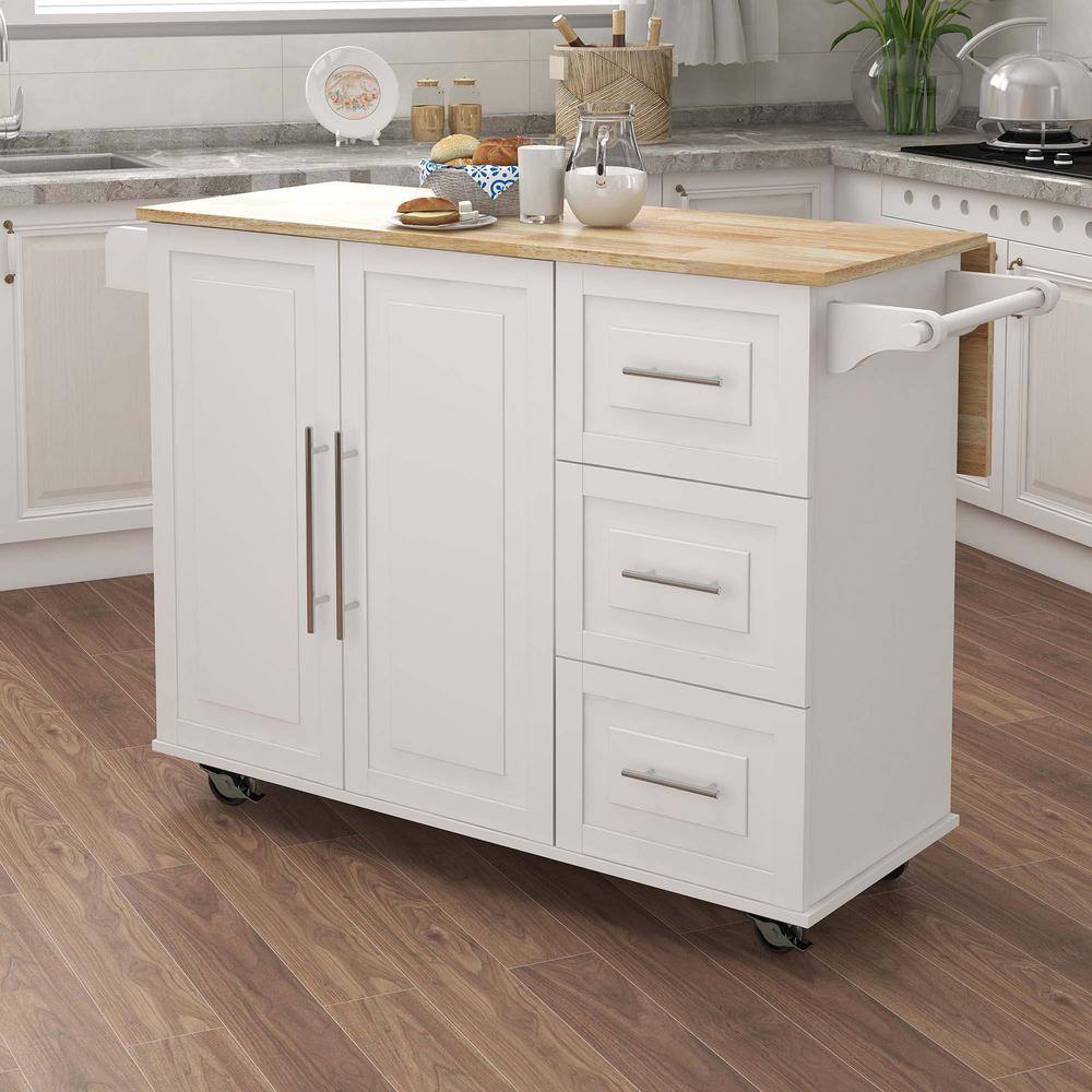 Whatseaso White Wooden Kitchen Island L-K110498613