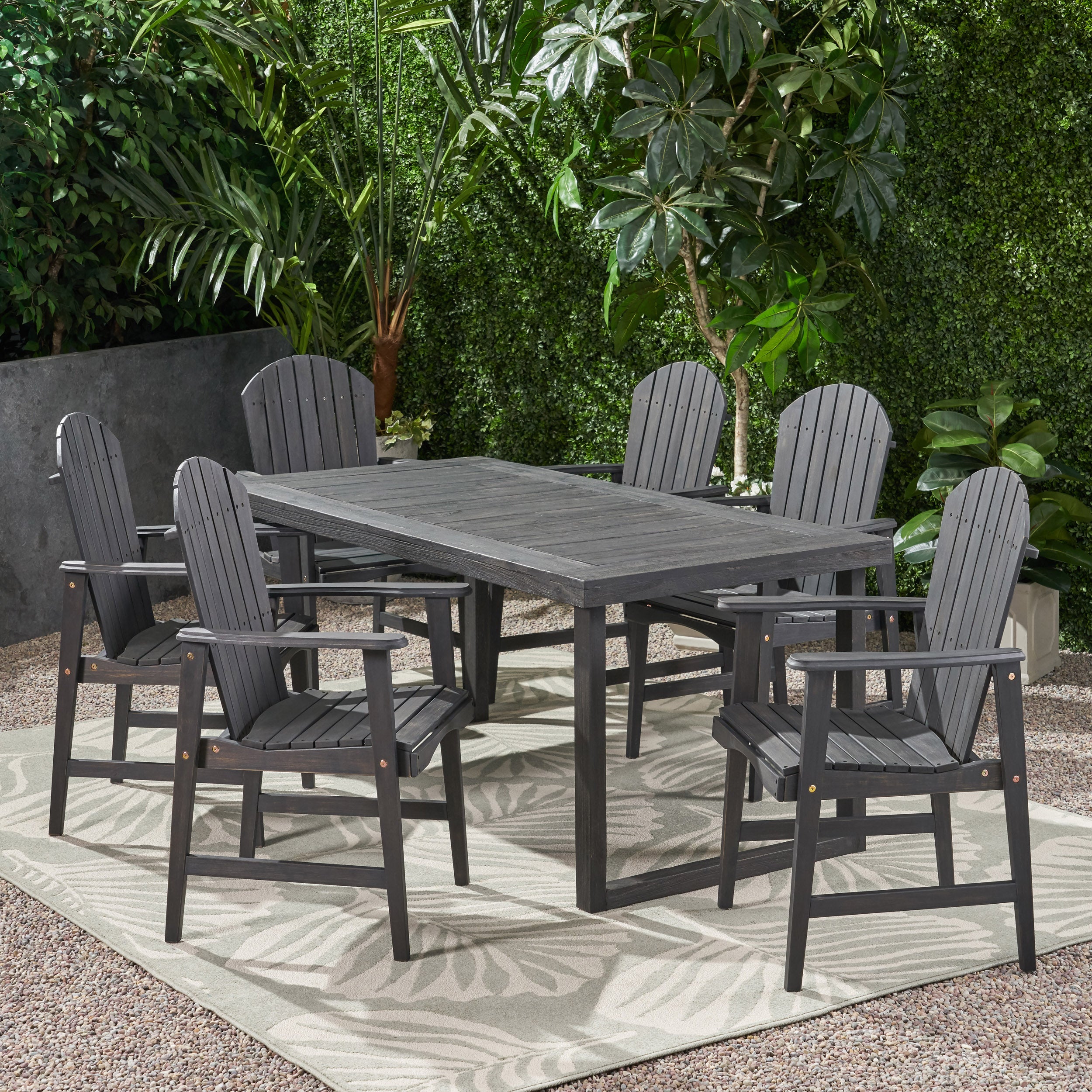 Ace Outdoor 6 Seater Acacia Wood Adirondack Dining Set