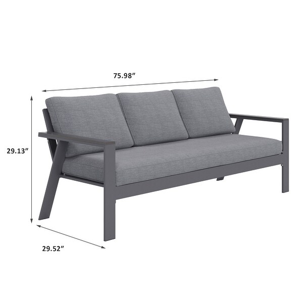 3-Person Patio Aluminum Sofa with Cushions - Overstock - 37843108