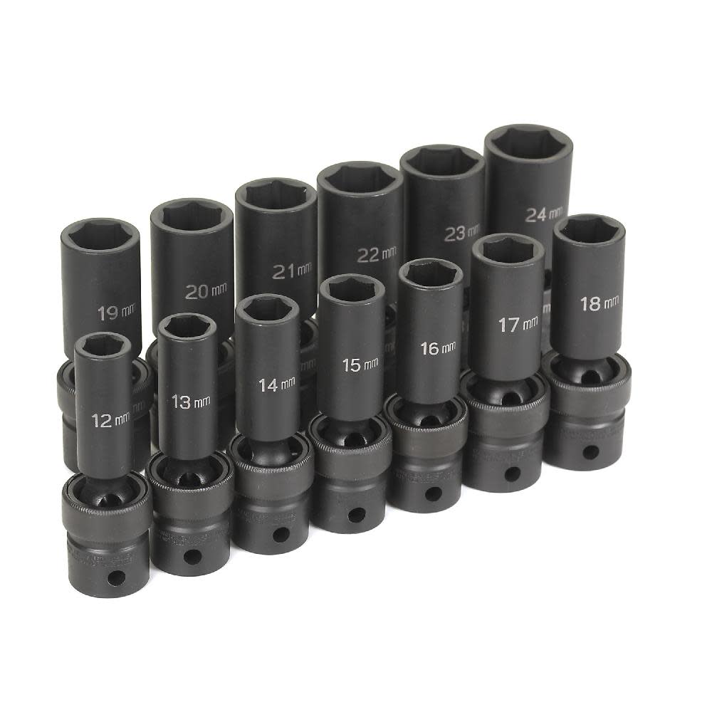 1/2 Drive 13 Pc. Deep Length Metric Universal Set ;