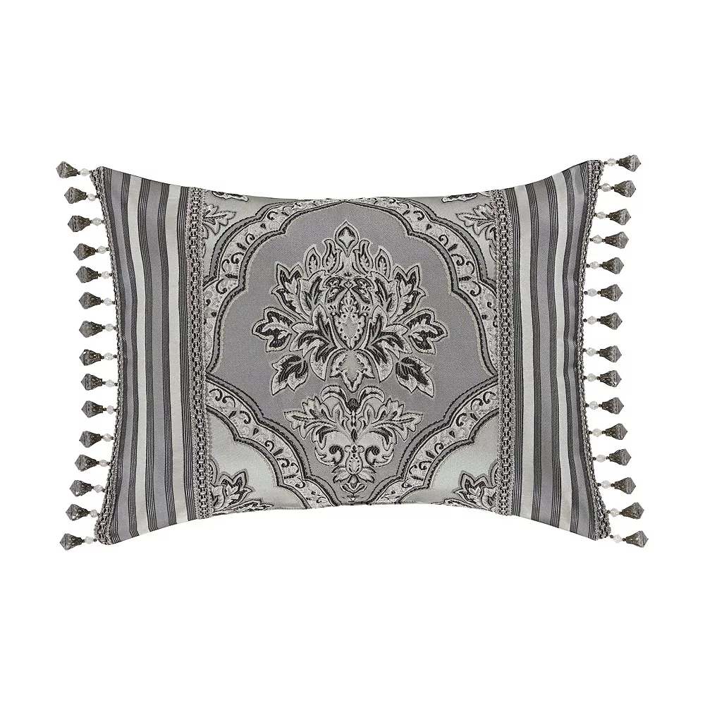 Five Queens Court Silverstone Silver Boudoir Decorative Throw Pillow