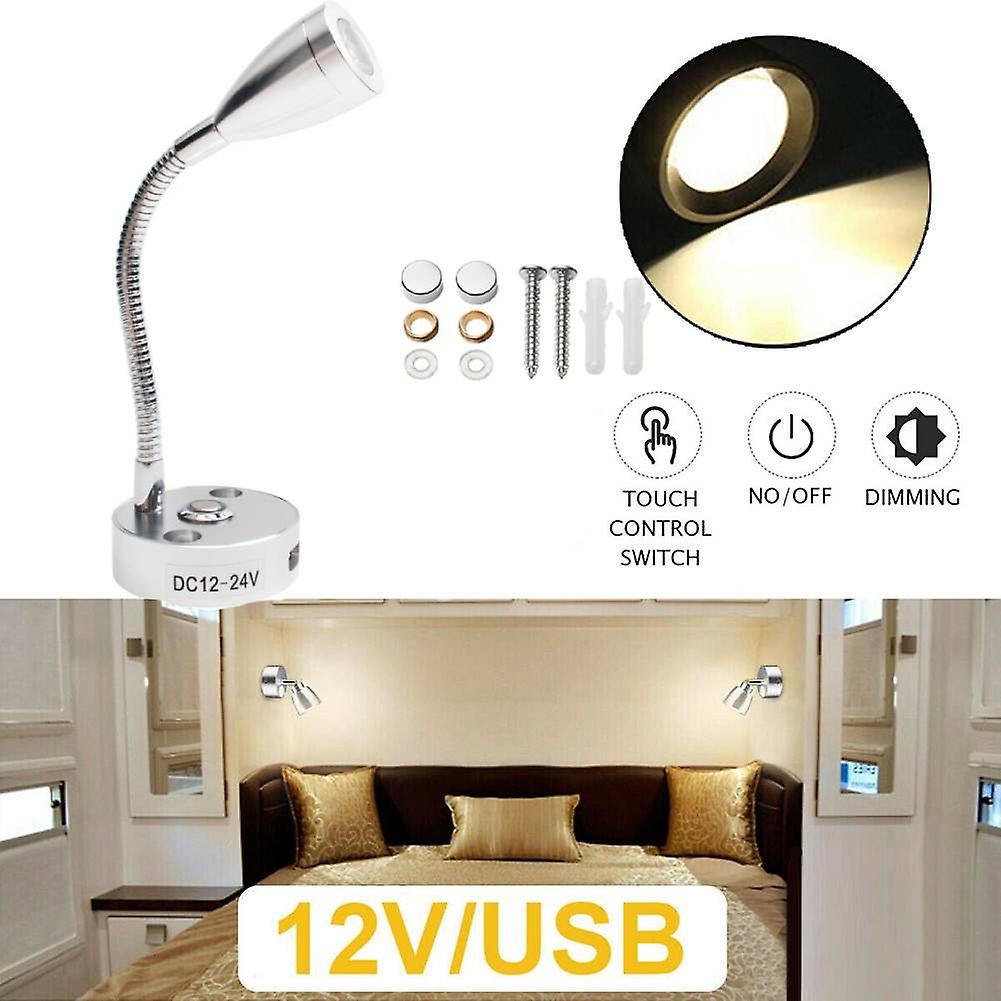 12v Aluminum Car Reading Light Led Spot Wall Light Led Reading Light For Camper Van Caravan Boat Rv Touch Switch Usb Lamp