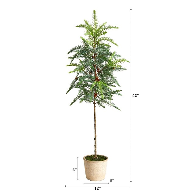 Nearly Natural 3.5-ft Winniepeg Artificial Pine Christmas Tree In Decorative Planter