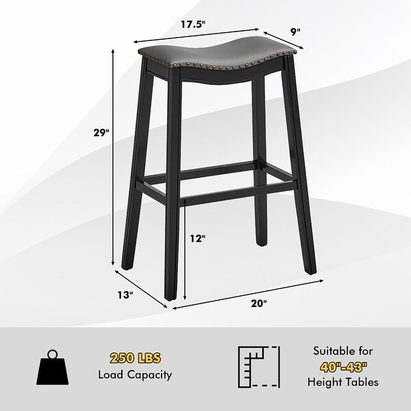 Gymax Set of 2 Saddle Bar Stools Bar Height Kitchen Chairs w/ Rubber - See Details