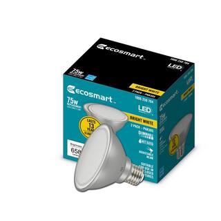 EcoSmart 75-Watt Equivalent PAR30S Dimmable Adjustable Beam Angle LED Light Bulb Bright White (2-Pack) A20PR30S75ES32