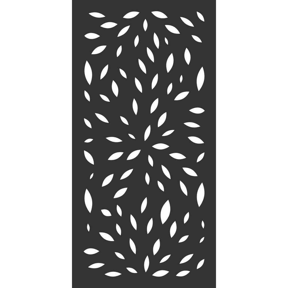 OUTDECO 23.75 in. x 48 in. Black Bloom Hardwood Composite Decorative Wall Decor and Privacy Panel USADLT1-BL