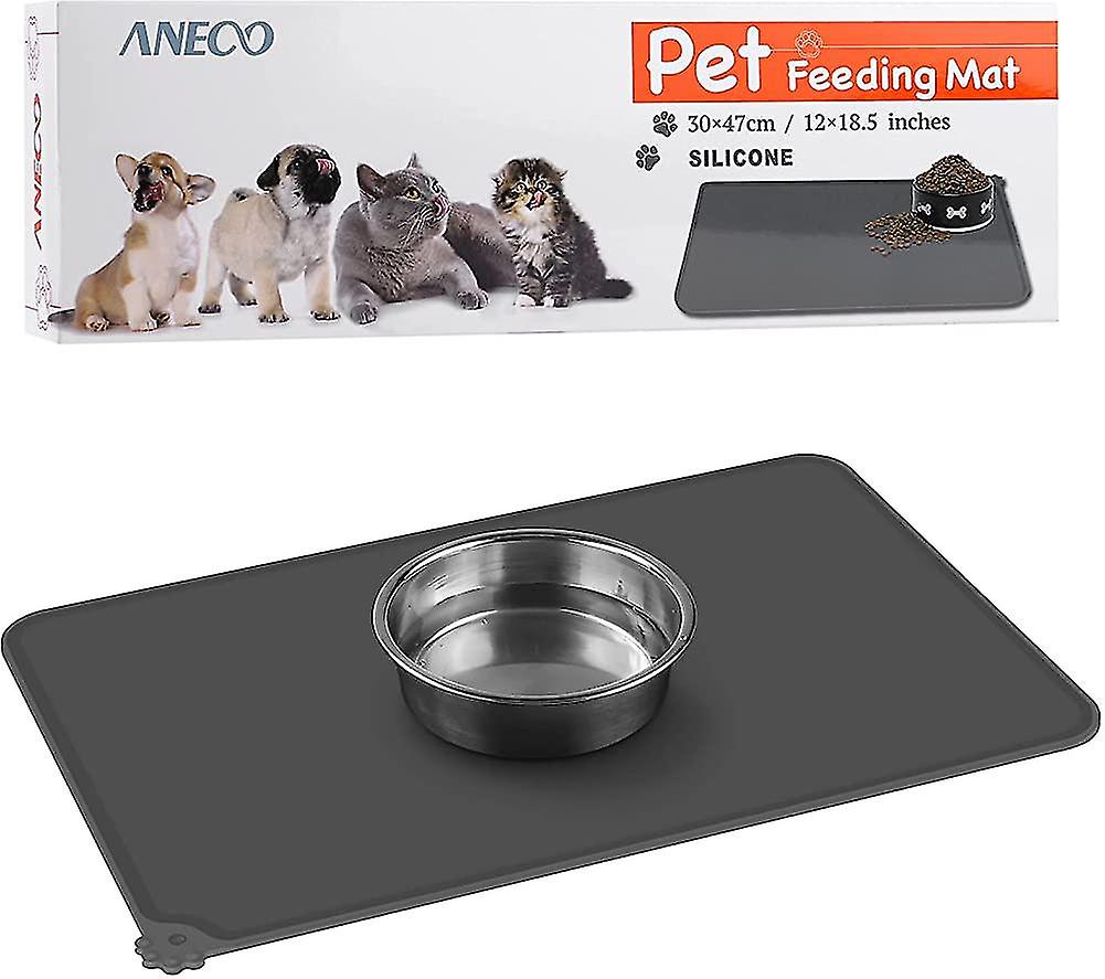 2 Pieces Silicone Pet Feeding Mat Anti-slip Pet Bowl Mats Waterproof Food Mat For Dog And