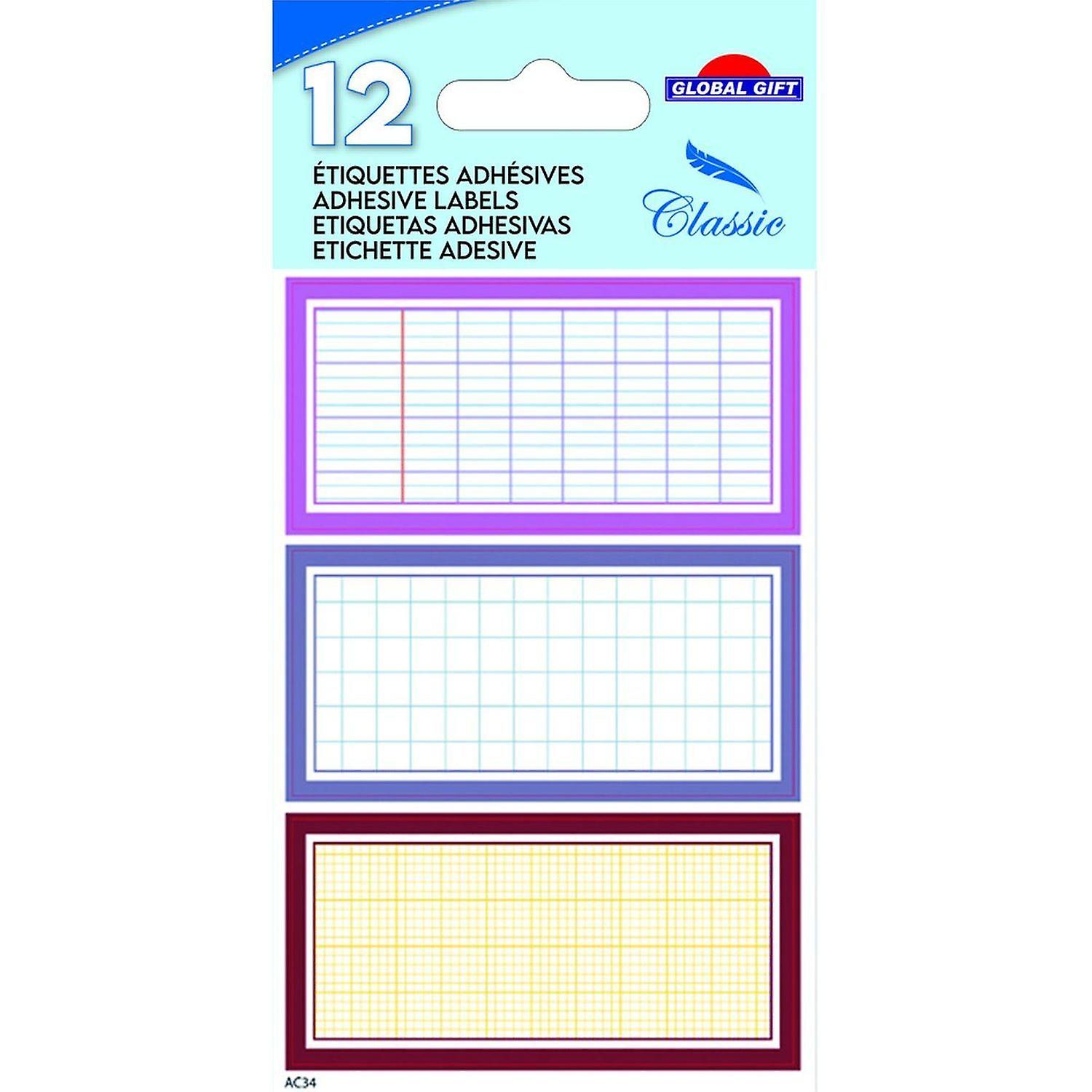 24 school adhesive labels - Squared notebook effect - pink tones