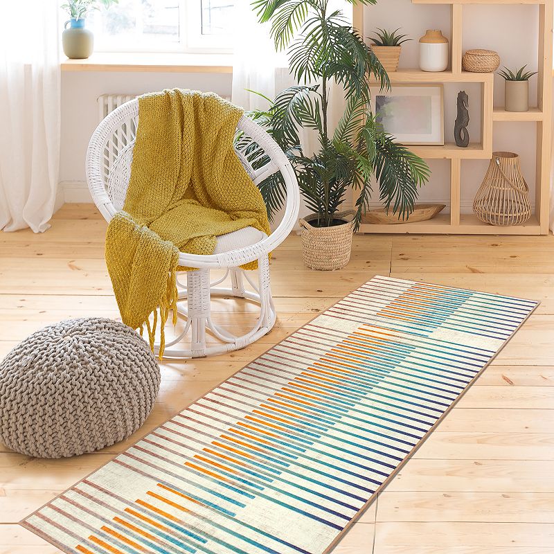 My Magic Carpet Flux Striped Machine Washable Rug