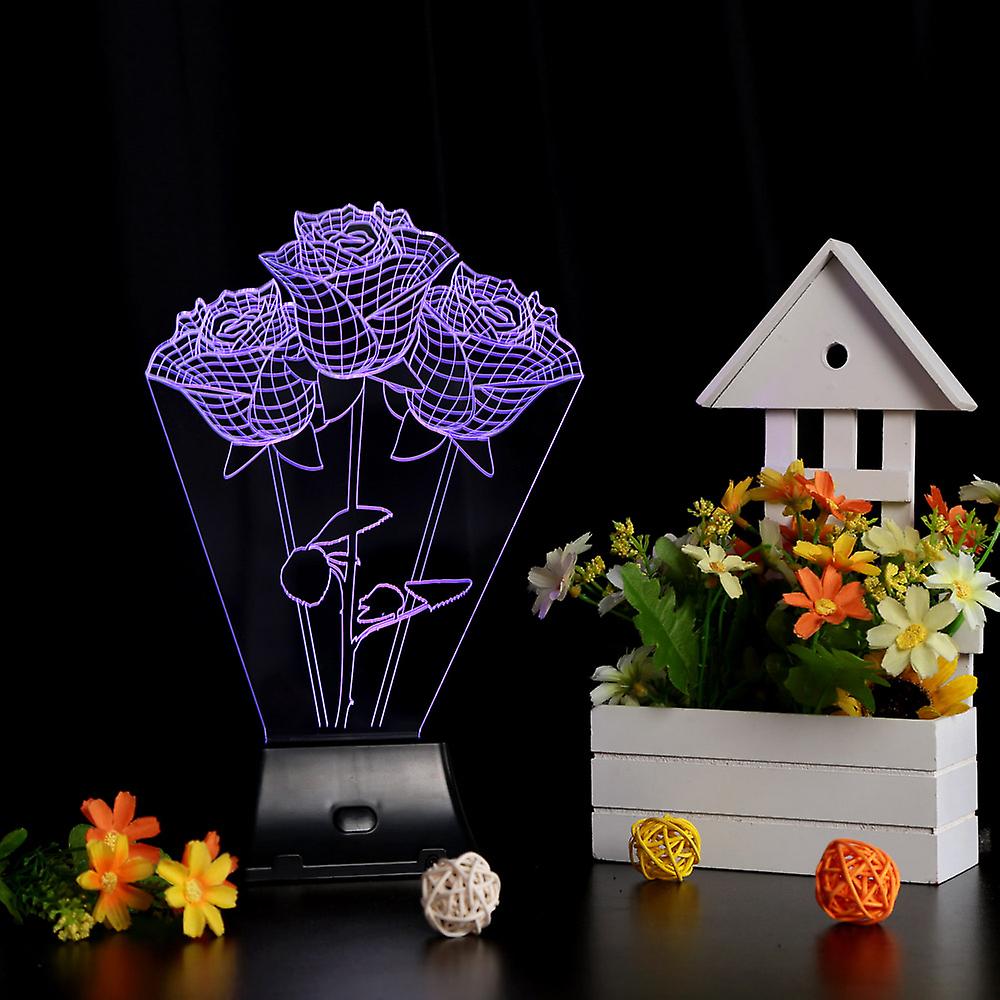 Lixada 3d Led Lamp Light Usb Rose Colorful Night Light For Wedding Deco Innovative Christmas Gift Present No.238507