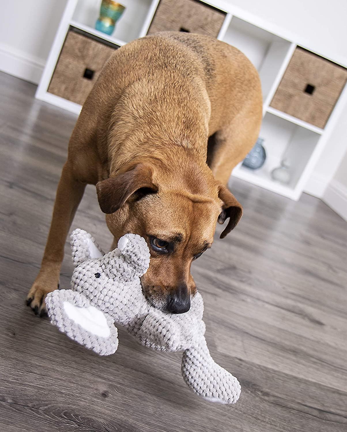 Checkers Elephant With Chew Guard Technology Tough Plush Dog Toy， Grey， Small， Gray (076983)