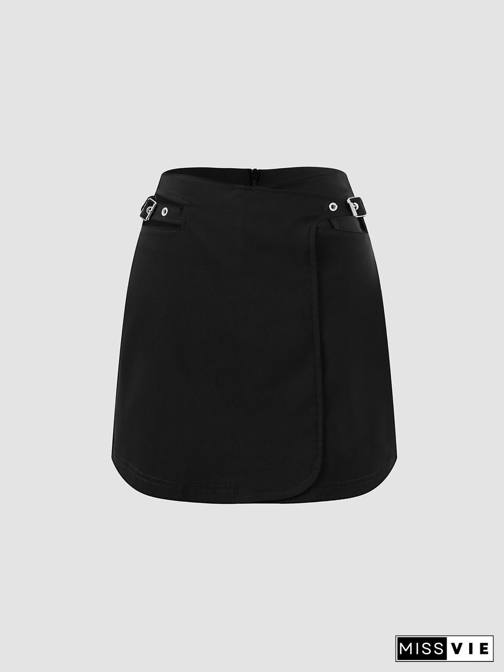 Solid Zip Cut Out Skirt For Women