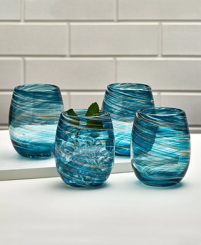 Mikasa Color Swirl 16 Ounce Stemless Glass 4-Piece Set