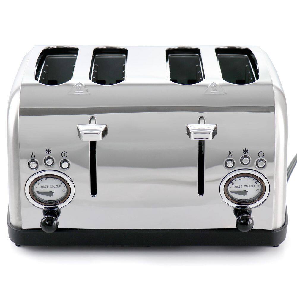 MegaChef 4-Slice Wide Slot Toaster With Variable Browning in Silver 985118159M