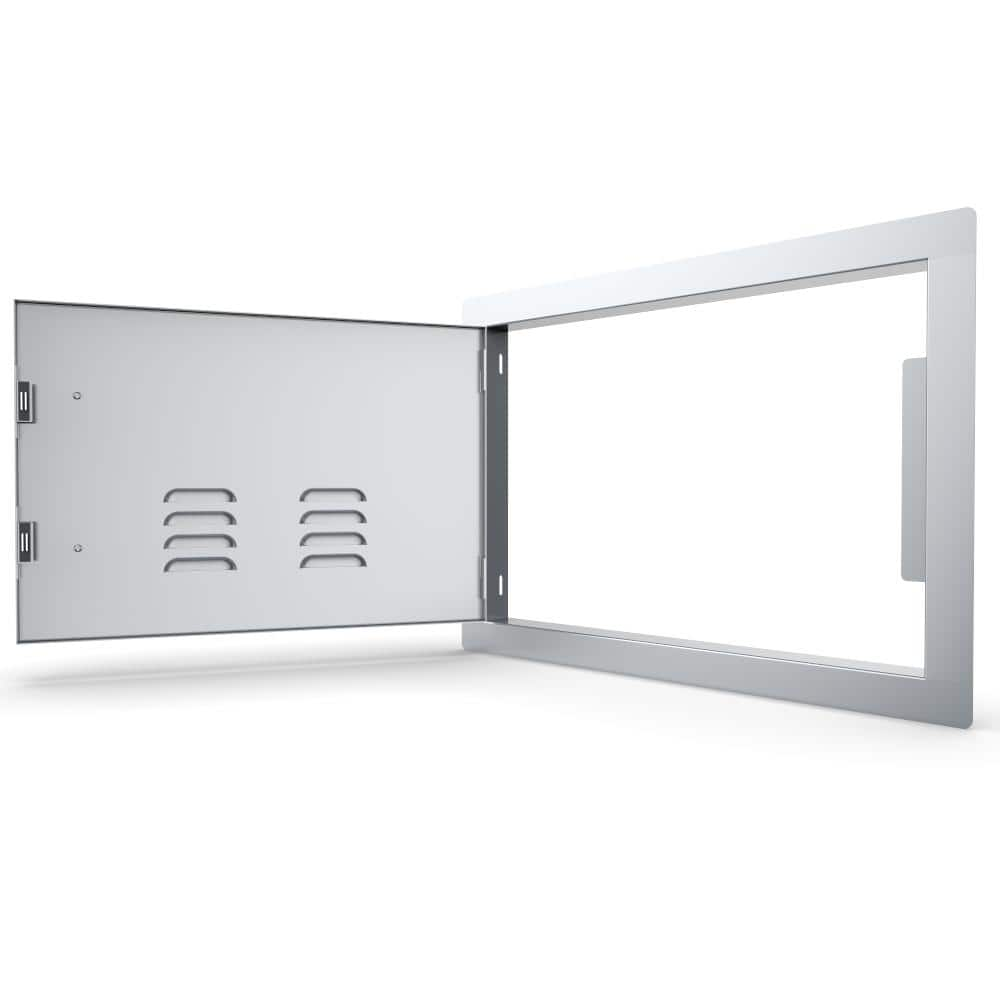 Sunstone Classic Series 23 in. x 17 in. 304 Stainless Steel Left Swing Horizontal Vented Door 818899021682