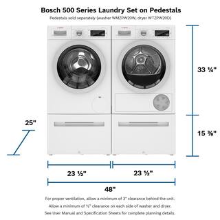 Bosch 500 Series 24 in. 2.2 cu. ft. 240-Volt Home Connect Stackable White Front Load Compact Washing Machine ENERGY STAR WAW285H1UC