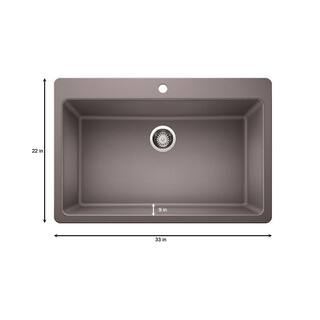 Glacier Bay Drop-inUndermount Granite Composite 33 in. Single Bowl Kitchen Sink in Gray 442800