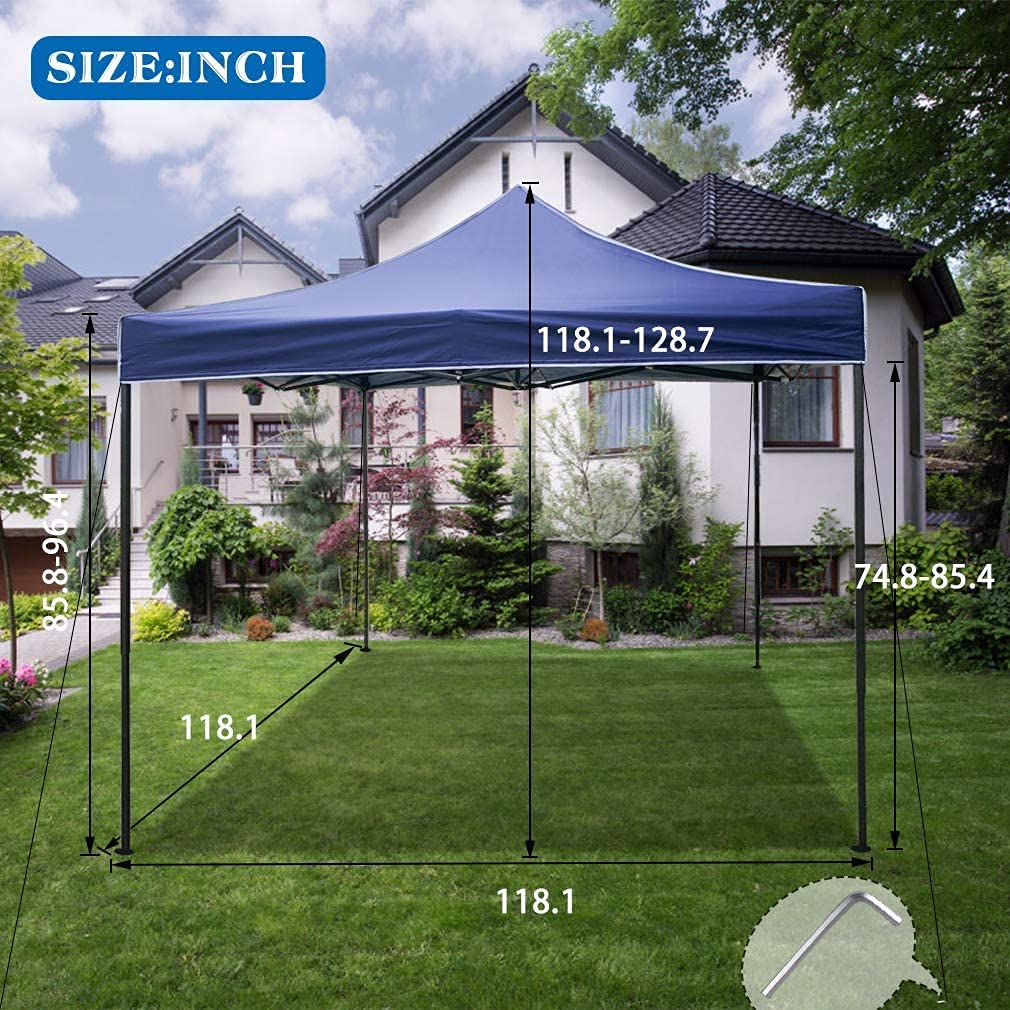 10 x 10ft Pop Up Canopy Tent,Party Tent,Patio Ez Up Canopy Sun Shade Wedding Instant Folding Protable Better Air Circulation Outdoor Gazebo with Removable Sunwall and Backpack Bag (Blue)