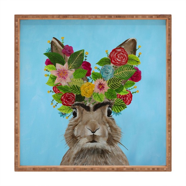 Coco De Paris Frida Kahlo Rabbit Square Bamboo Tray Deny Designs