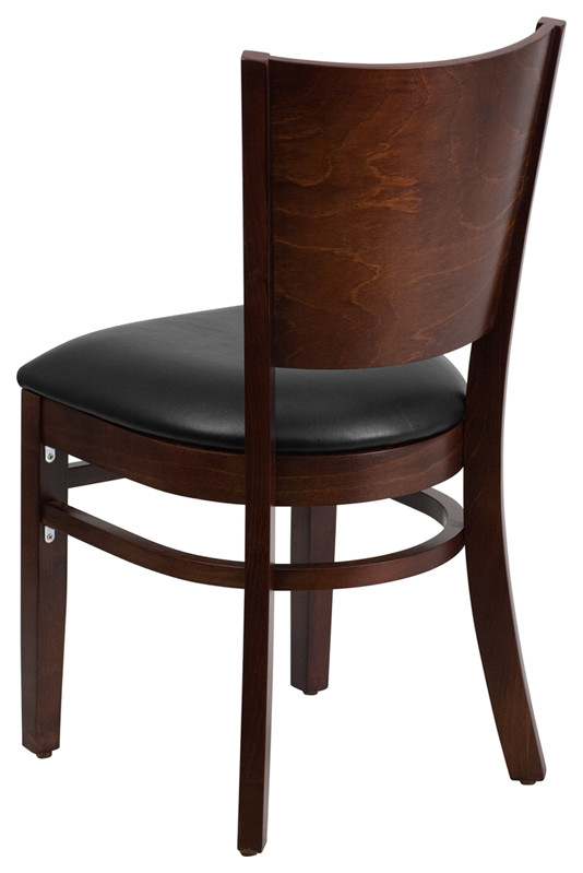 Lacey Series Solid Back Walnut Wood Restaurant Chair Black Vinyl Seat   Transitional   Dining Chairs   by First of a Kind USA Inc  Houzz