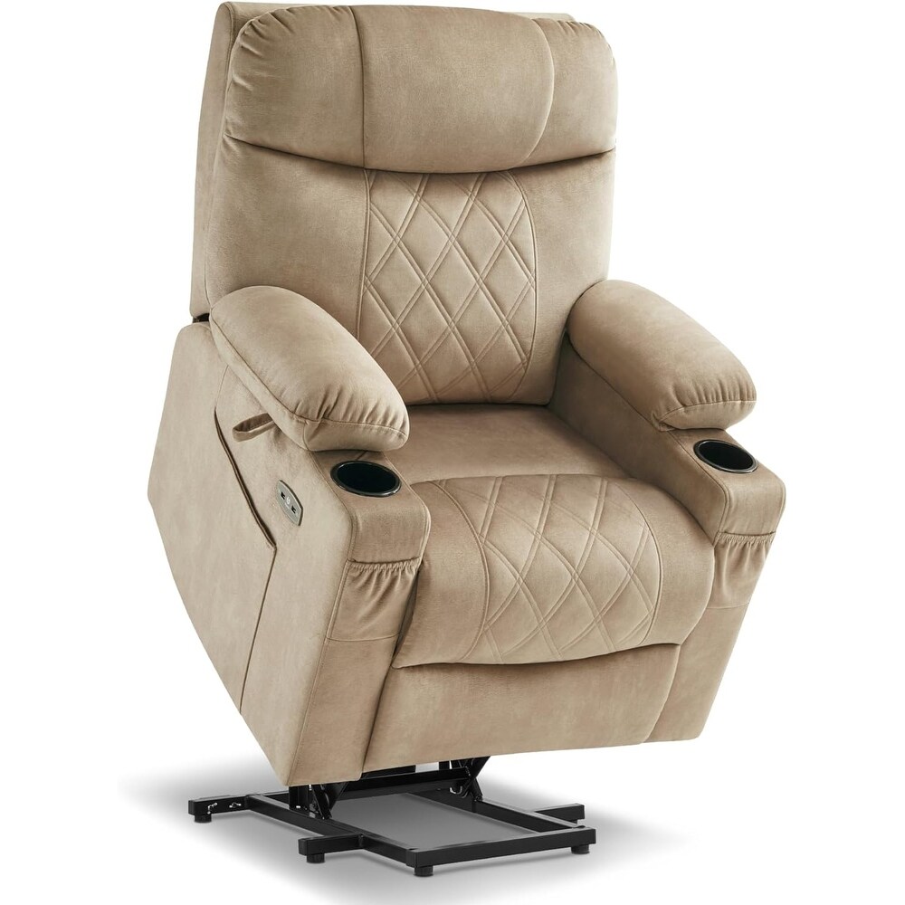 Small Dual Motor Power Lift Recliner Chair with Massage Dual Heating  Adjustable Headrest for Elderly People Fabric 7222