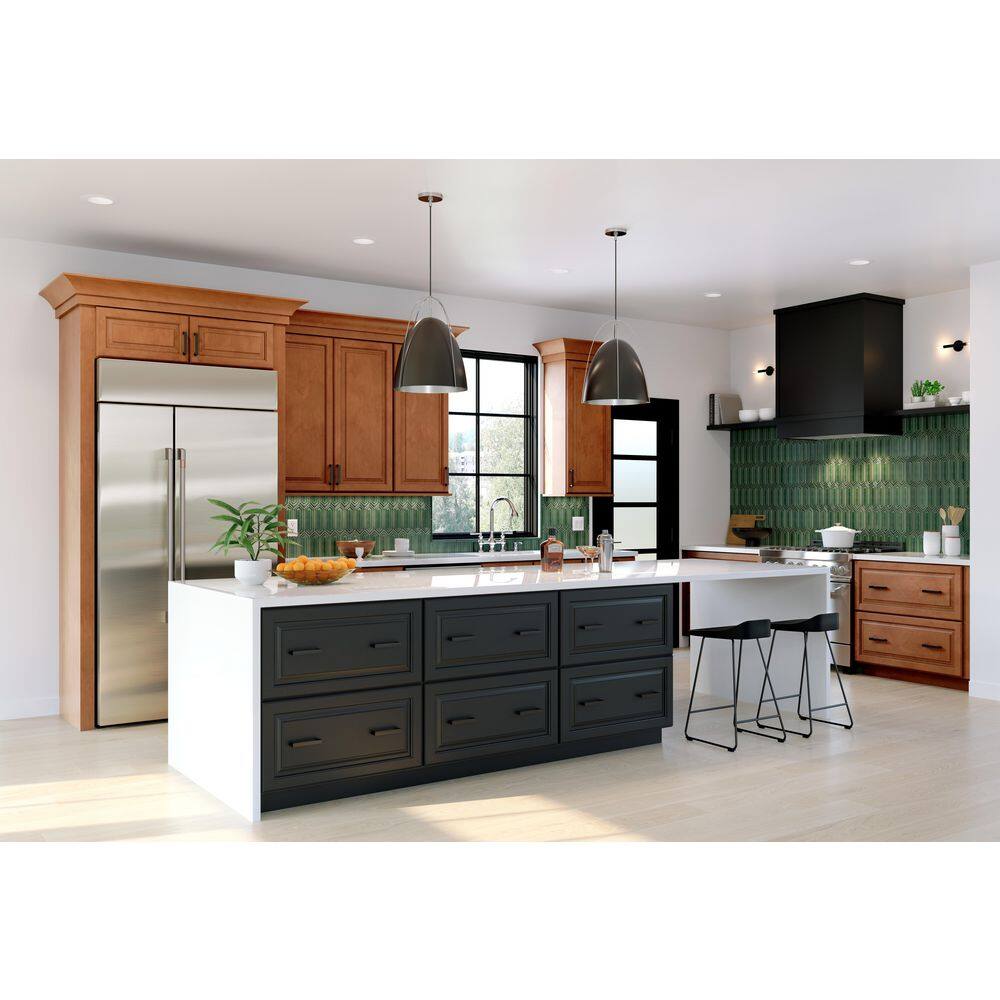 American Woodmark Portola 14 916-in. W x 14 12-in. D x 34-in. H Cabinet Door Sample in Painted Black 98055