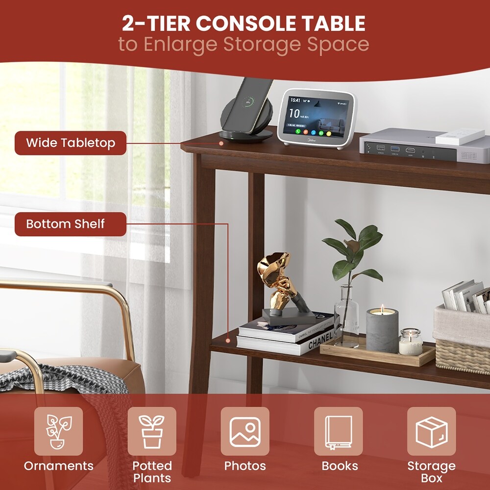 Costway 2 tier Console Entryway Table Wooden Sofa Behind Couch Table   See Details