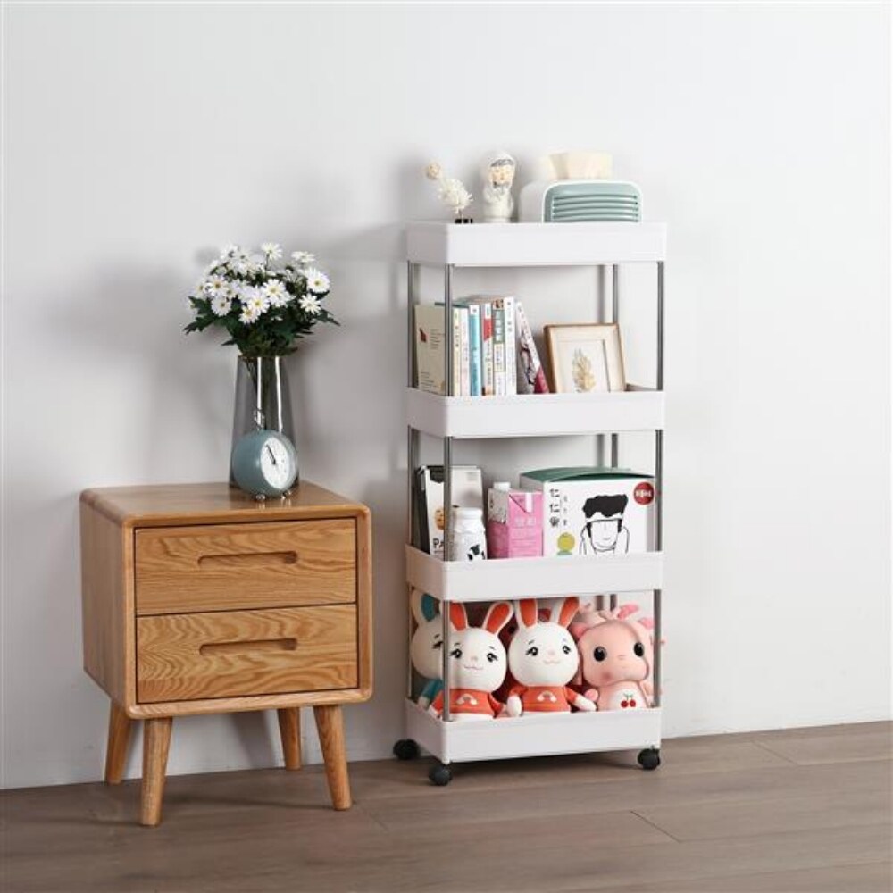 4 Layer Mobile Multi functional Storage Cart Suitable for Kitchen  Bathroom  Laundry Room Narrow Place   (16 x 8.7 x 34.5)\