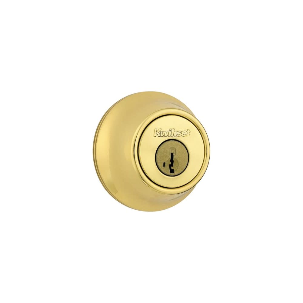 Kwikset SmartKey Door Deadbolt Polished Brass Single Cylinder ;