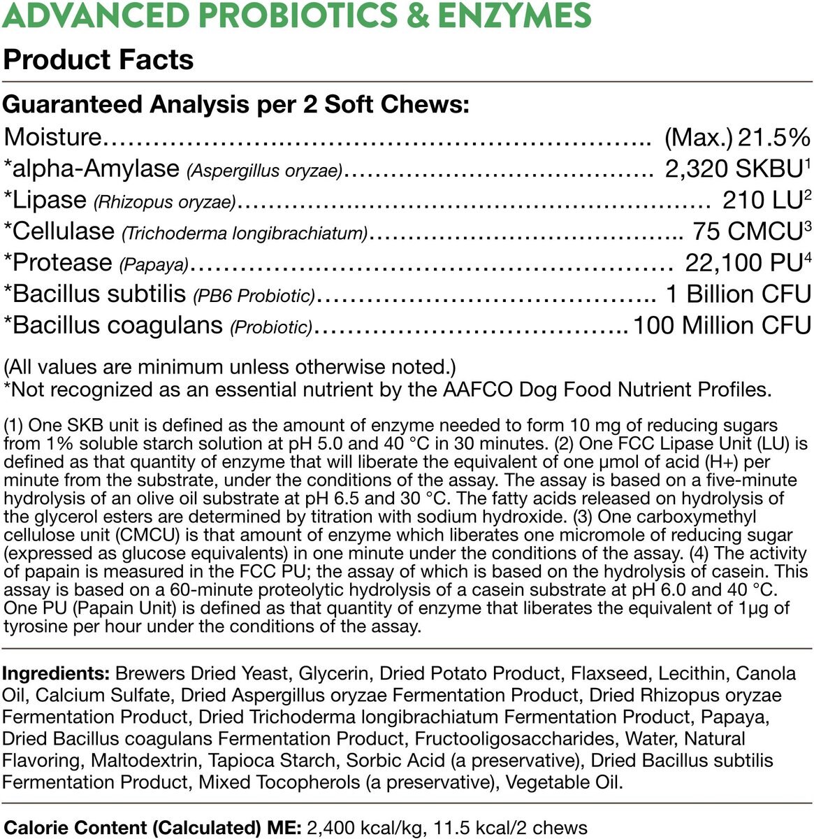 NaturVet Advanced Probiotics and Enzymes Plus Vet Strength PB6 Probiotic Soft Chews Digestive Supplement for Dogs