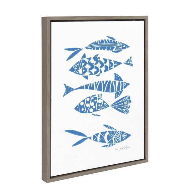 X 24 quot Sylvie Fishes Blue Framed Canvas By Giuliana Lazzerini Gray Kate amp Laurel All Things Decor