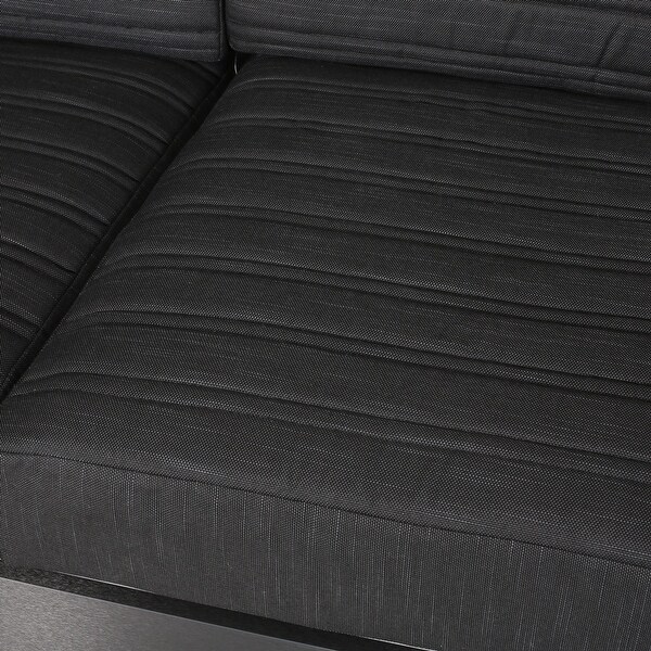 Giovanna Outdoor Black Aluminum Loveseat with Charcoal Cushions by Christopher Knight Home