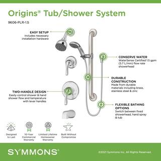 Symmons Origins Temptrol Single-Handle 1-Spray Tub and Shower Faucet in Polished Chrome (Valve Included) 9606-PLR-1.5